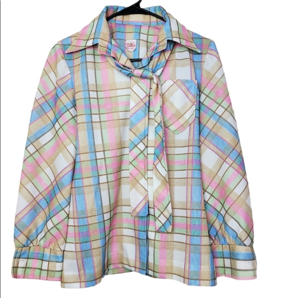 Vintage Bodin Knits Plaid Long Sleeve Button Up